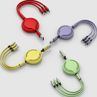 Kabel Data Teleskopik 3 in 1 Macaron Logo Kustom Cocok untuk IPHONE Type-c Android USB Type C Kabel Pengisian Daya 3-in-1