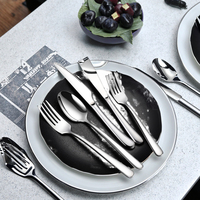 Ensemble de couverts en argent poli miroir 4 pièces personnalisé manche lisse fourchette couteau cuillère vaisselle moderne pour cuisine Banquet/mariage