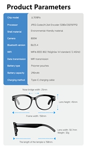 Nouvelles Lunettes Caméra IA ZD02 2026 – Vidéo HD 8MP, Lunettes Intelligentes avec Traduction en Temps Réel et Reconnaissance d'Objets OpenAI, Monture D - Product Image 5