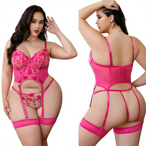 Комплект женского эротического белья из полиэстера с вышивкой, полупрозрачный, в европейско-американском стиле, с эффектом пуш-ап, модель 9138 - Product Image 1