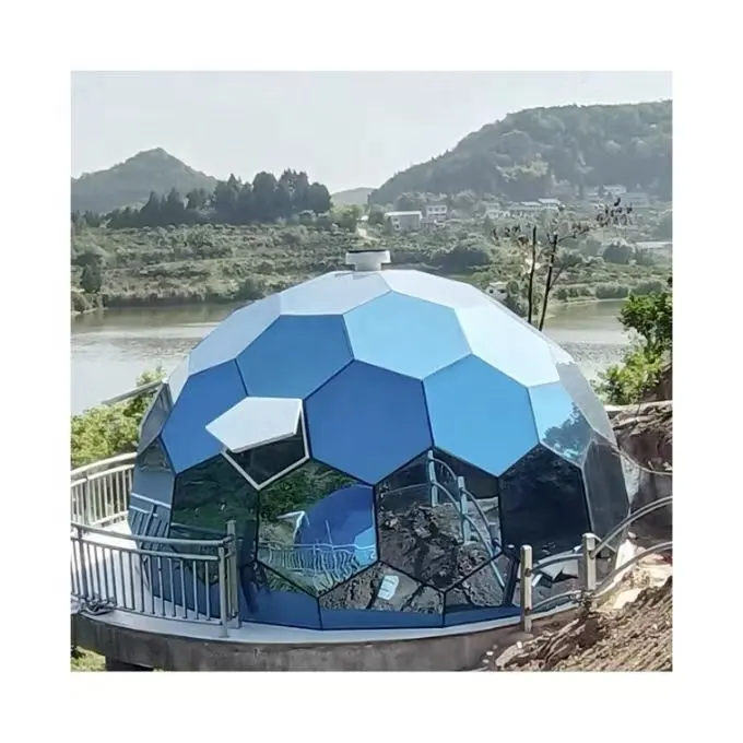 Brusen 6m kerangka aluminium mewah Geodesic kaca kubah tenda rumah dengan jendela kaca