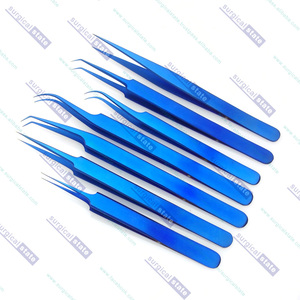 Lot de 7 pinces à épiler en acier inoxydable de haute qualité à pointe fine, revêtement couleur titane, pointes droites et courbes incluses - Product Image 3