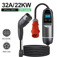 Nouveau chargeur de voiture électrique portable Khons Professional Service 32A 3 phases 22kW Type 2 IEC62196-2 IP65 étanche certifié CE