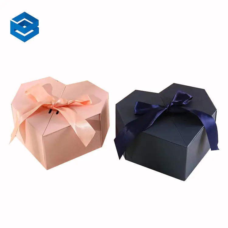 Wholesale Luxury Heart-shaped Packing Custom Logo Hot Sale Rigid Magnetic Gift Box With Ribbon