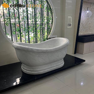 Baignoire <span class=keywords><strong>italienne</strong></span> en marbre blanc Bianco Carrara baignoire autoportante en pierre naturelle Spa baignoire pour décoration de salle de bain - Product Image 2