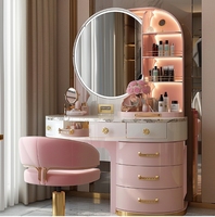 Plateau en marbre blanc de couleur personnalisée, coiffeuse en bois au design luxueux de style simple avec miroir