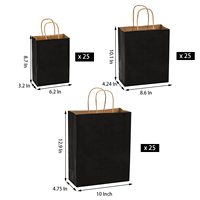 100 sacs cadeaux classiques en papier kraft noir avec poignées torsadées blanches, sacs de courses écologiques recyclables imprimés flexo, promotion