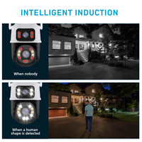 Caméra PTZ ICSEE 8MP UHD à double objectif, 4+4 objectifs, système de caméra double 360° sans angle mort avec détection humaine IA, audio bidirectionnel XMeye