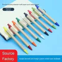 Özelleştirilebilir Logolu Çevre Dostu Kraft Kağıt Tükenmez Kalem 1.0mm Sade Tasarım Basmalı Reklam Toptan Buğday Sapı Tüp