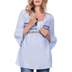 Camicetta da donna in stile bohémien da donna con stampa o-collo a manica lunga camicia per l'<span class=keywords><strong>allattamento</strong></span> al seno da donna - Product Image 2