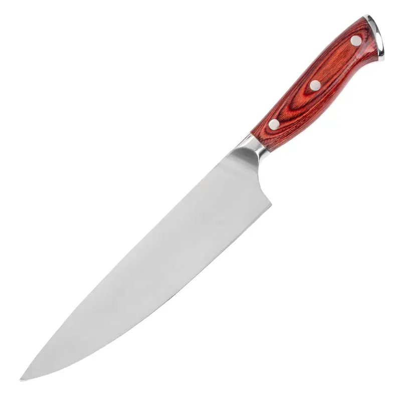 8 inç Premium mutfak bıçağı alman yüksek karbon paslanmaz çelik ergonomik Pakka ahşap saplı mutfak şef bıçağı