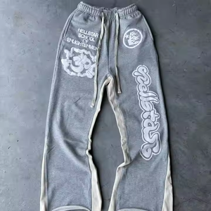 <span class=keywords><strong>Pantaloni</strong></span> da <span class=keywords><strong>Jogger</strong></span> <span class=keywords><strong>bianchi</strong></span> grigi personalizzati 100% cotone Terry High Street <span class=keywords><strong>pantaloni</strong></span> della tuta a gamba larga con stampa Casual a vita media - Product Image 1