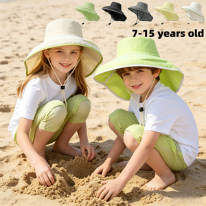 Cappello da Pescatore Estivo UPF 50+ con Protezione per il Collo, Assorbe il Sudore, per Spiaggia e Viaggi, per Bambini dai 7 ai 15 Anni - Product Image 1