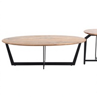 Table basse contemporaine écologique légère en bois de manguier avec structure en fer, table d'appoint moderne pour salon, mobilier de maison