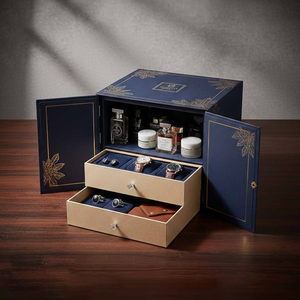 Boîte cadeau de <span class=keywords><strong>luxe</strong></span> sur mesure haut de gamme à double tiroir avec design à double porte, idéale pour l'emballage de cadeaux, de coffrets gourmands et de kits beauté - Product Image 1