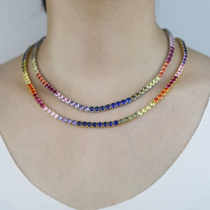 Collana Choker Tennis con Pavé di Zirconi CZ da 4mm Arcobaleno di Alta Qualità per Donna, <span class=keywords><strong>Gioielli</strong></span> Placcati Oro Stile Hip Hop alla Moda per Matrimoni - Product Image 6