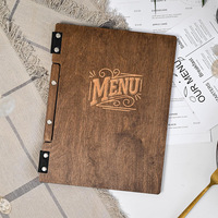 Porte-menu en bois personnalisable avec pages interchangeables, couverture et support personnalisés, logo sur mesure