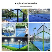 Terrain de padel panoramique extérieur, plateforme de tennis complète avec verre trempé de 12 mm, gazon artificiel, installations sportives
