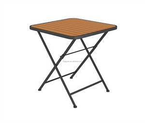 Table de bistrot carrée pliable en WPC avec deux chaises pliantes, cadre en aluminium noir moderne, pour extérieur, cour, parc, <span class=keywords><strong>café</strong></span>, jardin - Product Image 6