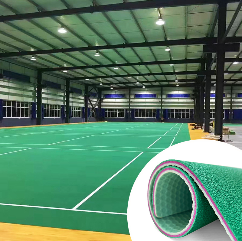 Folha de piso de plástico de vinil pvc 2024 para esportes internos tapete de quadra de badminton, pickleball e basquete