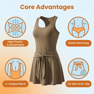 Vestido Deportivo <span class=keywords><strong>Chic</strong></span> con Cintura Ajustable 2 en 1, Mono Deportivo para Gimnasio, Golf y Salidas Casuales, Tenis, Elástico en Cuatro Direcciones, Absorbe el Sudor - Product Image 5