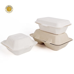 Phân Hủy Sinh Học 6 Inch Mía Bã Mía Thức Ăn Nhanh Bao Bì Burger Nhà Hàng Giấy Vỏ Sò Hộp - Product Image 1
