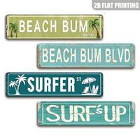 Letrero Metálico Retro Beach Bum Blvd, Decoración de Pared Estilo Playa para Patio Trasero, Bar Tiki, Piscina, Regalo