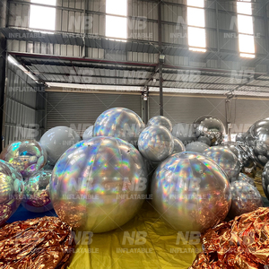 Silver Mirror Ball Inflatable Big Shiny Balls Party <b>Balloon</b> Christmas Event Decor Reflective PVC Large Sphere <b>Customized</b> Shiny D - Product Image 4