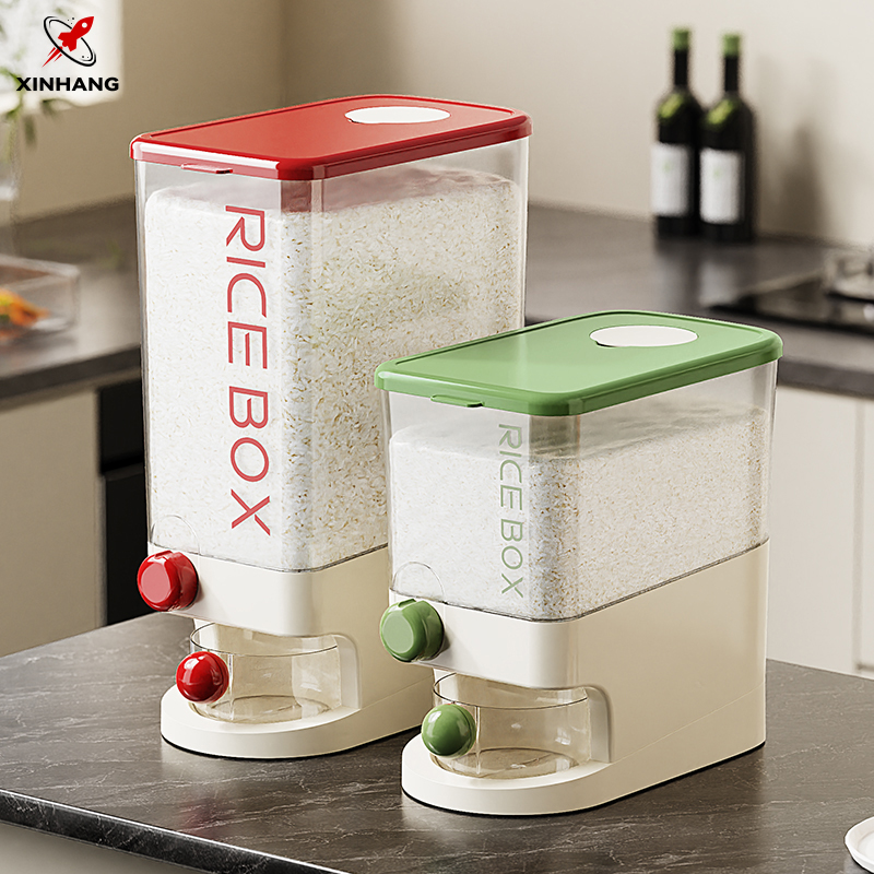 Contenitore Per Riso 5 Scomparti Da 15 Kg, Dispenser Ermetico Con Misurino – Per Cereali, Avena E Fagioli, In PP PC Bianco