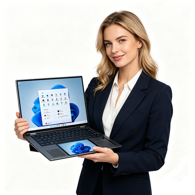 Ultra Slim Dual Display 15.6 Inch + 7 Inch Touch Screen Intel I5-1235U 10 Cores 32G RAM Ultrabook WIN11 Aluminum Gaming Laptops