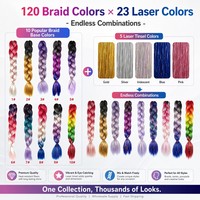 Extensions de cheveux synthétiques tressés ombrés géants à paillettes pour femmes, pour fêtes et festivals, 24 pouces, 105g