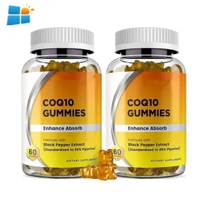 Gomas COQ10 para vegan OEM/ODM/OBM, produção de energia celular, Ubiquinol, suporte para saúde do coração, goma COQ 10 orgânica