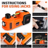 Gato hidráulico eléctrico de acero 5 en 1 para coche, 5T DC12V con llave de impacto, inflador de neumáticos, luz LED integrada y elevación rápida
