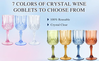Gobelets en plastique de style vintage en cristal de 7 oz, verres à vin en plastique pour réception de mariage, grand événement, fournitures de fête