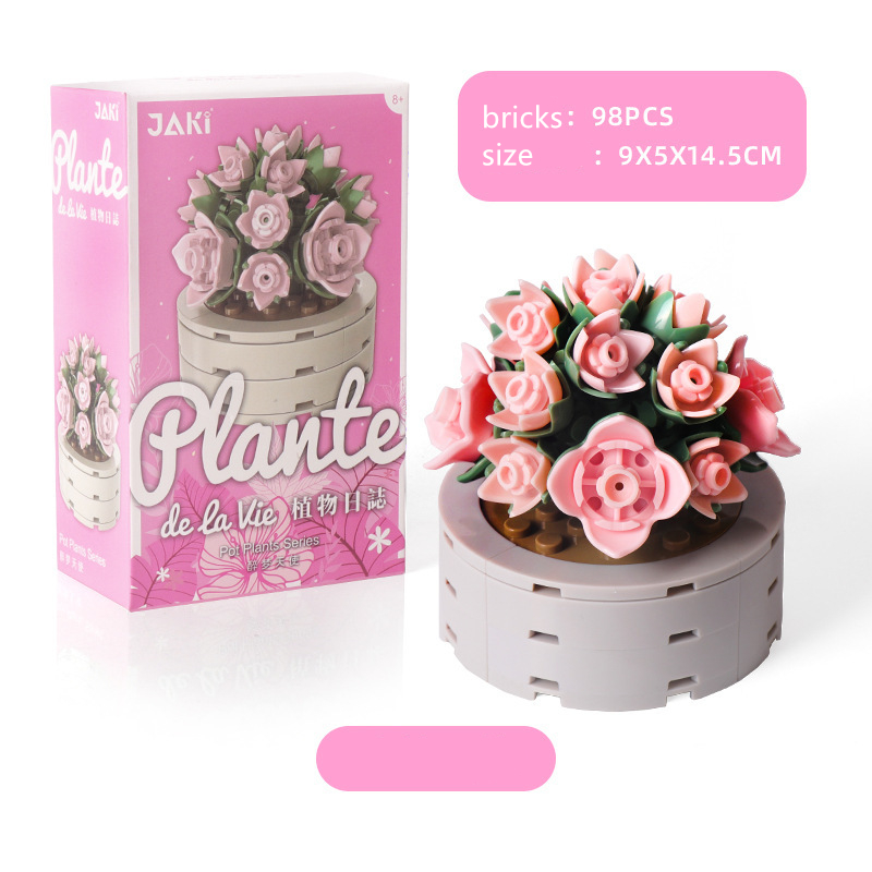 Plantes en pot succulentes Diy City Series Vase enfant maison Expert Sculpture bureau créateur blocs de construction briques ensembles modèle jouets