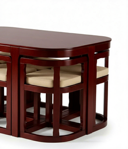 Juego de Mesa de Comedor Ovalada de Madera Maciza Moderna y Duradera para 6 Personas, Muebles de Comedor para Villa, Apartamento, Cocina - Product Image 5