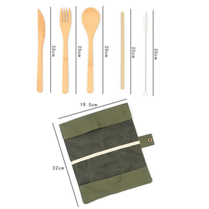 Juego de <span class=keywords><strong>Cubiertos</strong></span> de Bambú Reutilizables 100% Biodegradables con Bolsa para Restaurante, en Oferta - Product Image 3