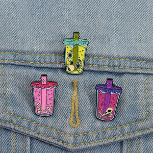 Halloween Horror bulbo oculare bevanda smalto spilla scheletro spilla succo di dente risvolto gioielli regalo all'ingrosso - Product Image 1