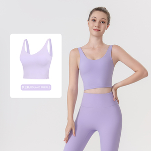 Women's Longline Sports Bra Crop Tank Top V <b>Neck</b> Medium Support Breathable Quick Dry Yoga Gym Workout - Product Image 2