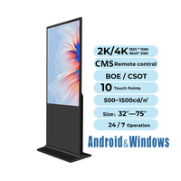 Pantalla Digital Interactiva con Soporte de Piso para Interiores, LCD 4K de 43 y 65 Pulgadas, Tótem Publicitario con Infrarrojos para Tiendas