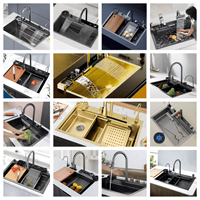 Évier de cuisine à cuve unique le plus vendu, type moderne, en acier inoxydable 304, avec plateau, évier de cuisine intelligent