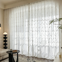 Rideaux Voilages Papillon Modernes en Polyester/Lin pour Salon et Chambre, Panneaux de Rideaux Jacquard Français à Passe-Tringle Écologiques