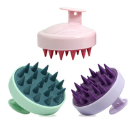 Offre Spéciale rond Silicone manuel cuir chevelu masseur tête épurateur douche shampooing brosse à cheveux pour la croissance des cheveux brosse en plastique