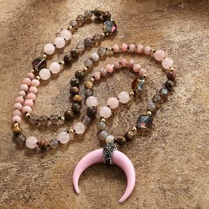 <span class=keywords><strong>Collier</strong></span> ethnique bohème pour femmes occidentales, pierre naturelle hématite, nœud, <span class=keywords><strong>collier</strong></span> en résine, strass, pendentif <span class=keywords><strong>lune</strong></span> croissante - Product Image 1