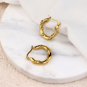 Pendientes de Aro Gruesos de Acero Inoxidable con Baño de Oro de 18K, Diseño <span class=keywords><strong>Irregular</strong></span> y Moderno, para Mujer, Regalo de Boda - Product Image 3