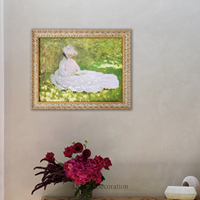 Peintures et décorations murales de paysages européens et de fleurs, art mural vintage à l'huile, articles de décoration intérieure en bois, toile de luxe