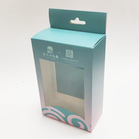 Boîte en carton personnalisée bleu-vert avec fond à fermeture à pression et fenêtre transparente pour la présentation des produits, idéale pour l'emballage de vente au détail robuste
