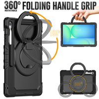 Étui pour tablette en silicone antichoc pour Samsung Galaxy Tab S10 FE Plus X620 X626B 2025 avec béquille à poignée rotative à 360 °