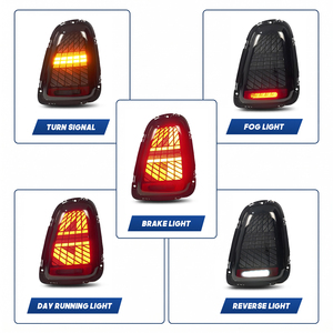 Feux arrière LED HCMOTIONZ pour Mini R56 R57 R58 R59 2007-2014, séquentiels, animation de démarrage, DRL, frein, double marche arrière et antibrouillard rouge/fumé - Product Image 3