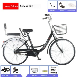 Vélo de ville vintage pour <span class=keywords><strong>femme</strong></span>, cadre rigide en acier au carbone, 24-26 pouces, <span class=keywords><strong>avec</strong></span> fourche à suspension, idéal pour les trajets quotidiens et les loisirs - Product Image 6